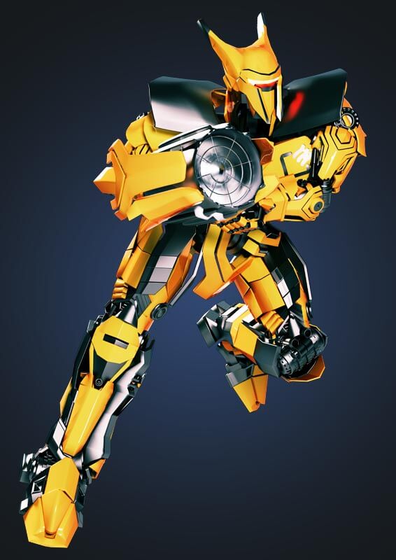 3D-Illustration eines Mech-Roboters, Maskottchen der Schweizer Handwerksinnung.