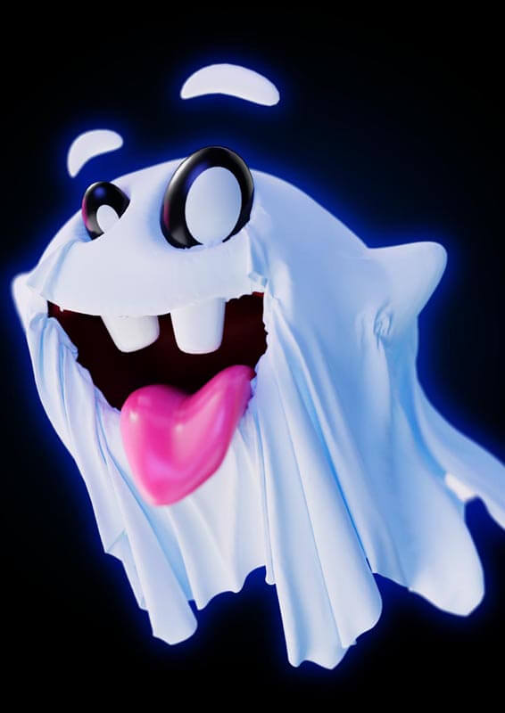 Character Design eines Geists, wie aus dem Videospiel Pac-Man
